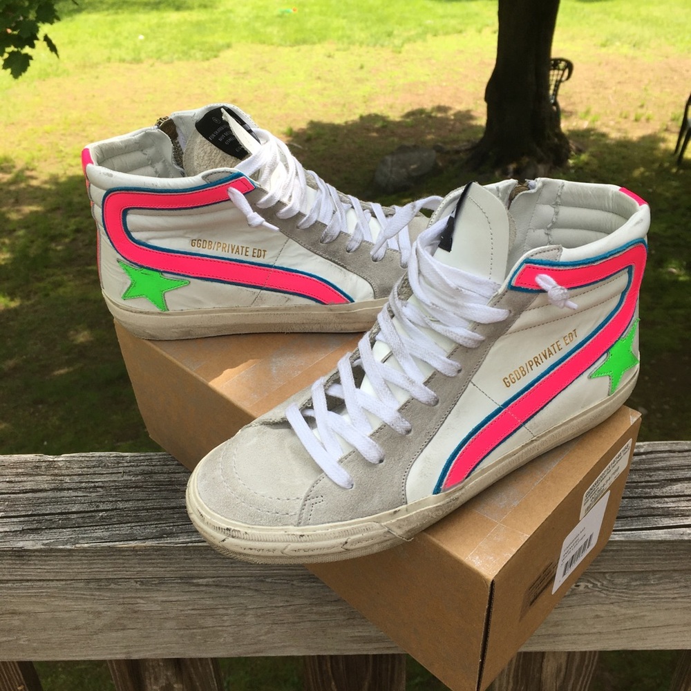Golden Goose Slide Sneaker White Leather/Pink NIB - Picture 9 of 16